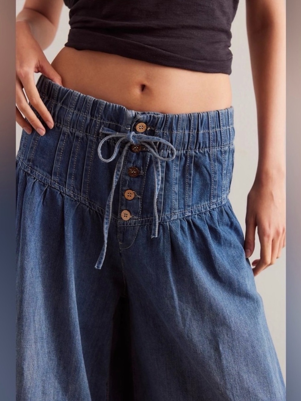 New Free People We The Free Forget Me Knot Pull-On Jeans Size S - Picture 2 of 12